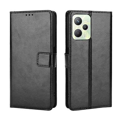 Leather Case Stands Flip Cover Holder BY5 for Realme Narzo 50A Prime Black