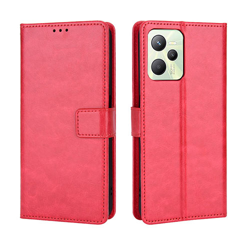 Leather Case Stands Flip Cover Holder BY5 for Realme Narzo 50A Prime Red