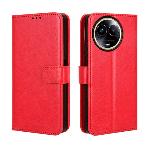 Leather Case Stands Flip Cover Holder BY5 for Realme Narzo 60x 5G Red