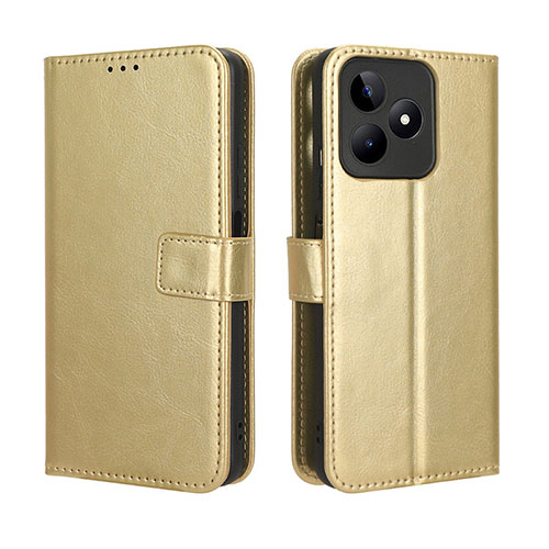 Leather Case Stands Flip Cover Holder BY5 for Realme Narzo N53 Gold