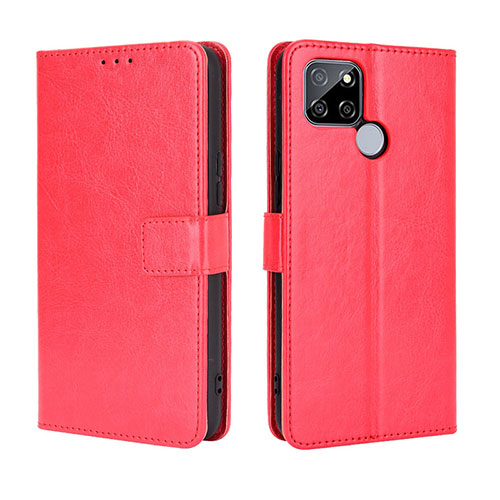 Leather Case Stands Flip Cover Holder BY5 for Realme Q2i 5G Red