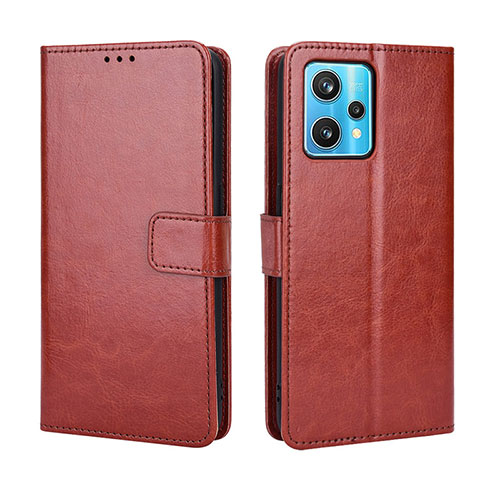 Leather Case Stands Flip Cover Holder BY5 for Realme Q5 5G Brown