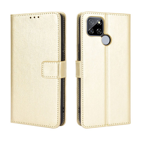 Leather Case Stands Flip Cover Holder BY5 for Realme V3 5G Gold