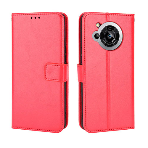 Leather Case Stands Flip Cover Holder BY5 for Sharp Aquos R7s Red