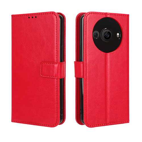 Leather Case Stands Flip Cover Holder BY5 for Sharp Aquos R8 Pro Red