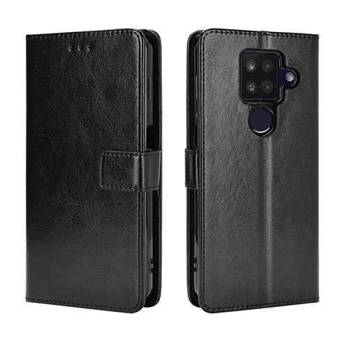 Leather Case Stands Flip Cover Holder BY5 for Sharp Aquos Sense4 Plus Black