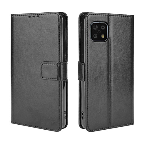 Leather Case Stands Flip Cover Holder BY5 for Sharp Aquos Sense6s Black