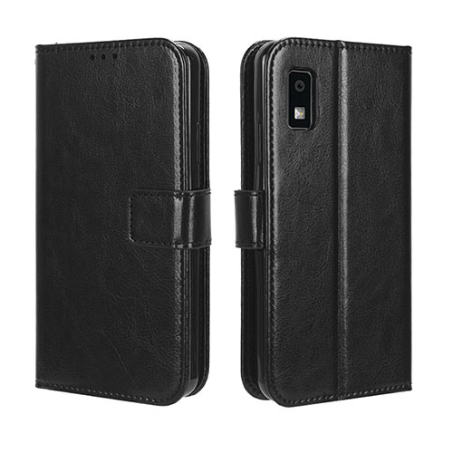 Leather Case Stands Flip Cover Holder BY5 for Sharp Aquos wish3 Black