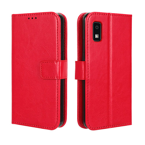 Leather Case Stands Flip Cover Holder BY5 for Sharp Aquos wish3 Red