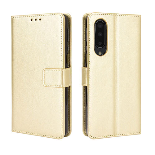 Leather Case Stands Flip Cover Holder BY5 for Sharp Aquos Zero5G basic Gold