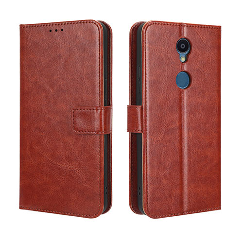 Leather Case Stands Flip Cover Holder BY5 for Sharp Rouvo V Brown