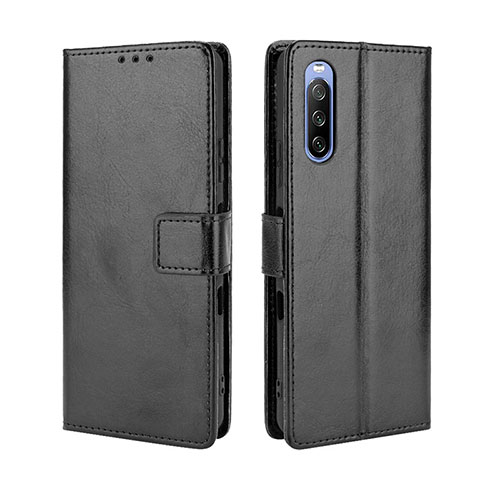 Leather Case Stands Flip Cover Holder BY5 for Sony Xperia 10 III Lite Black