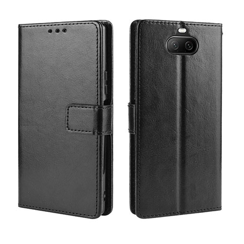 Leather Case Stands Flip Cover Holder BY5 for Sony Xperia 8 Lite Black