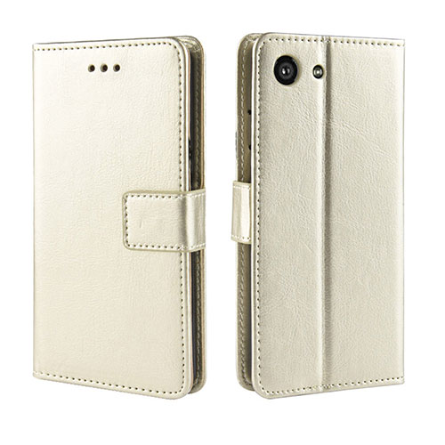 Leather Case Stands Flip Cover Holder BY5 for Sony Xperia Ace Gold