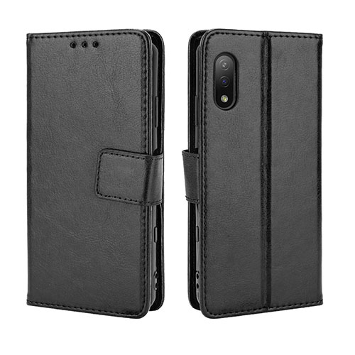 Leather Case Stands Flip Cover Holder BY5 for Sony Xperia Ace II SO-41B Black