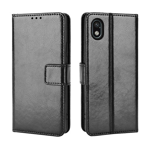 Leather Case Stands Flip Cover Holder BY5 for Sony Xperia Ace III SOG08 Black