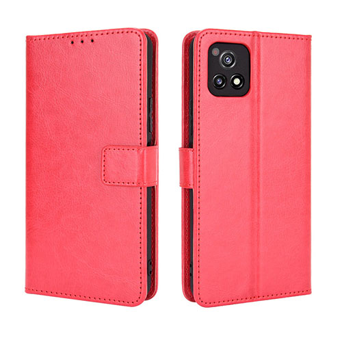 Leather Case Stands Flip Cover Holder BY5 for Vivo iQOO U3 5G Red