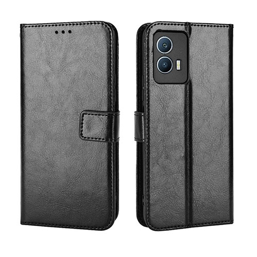 Leather Case Stands Flip Cover Holder BY5 for Vivo iQOO U5 5G Black