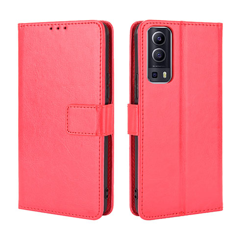 Leather Case Stands Flip Cover Holder BY5 for Vivo iQOO Z3 5G Red