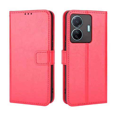 Leather Case Stands Flip Cover Holder BY5 for Vivo T1 Pro 5G Red