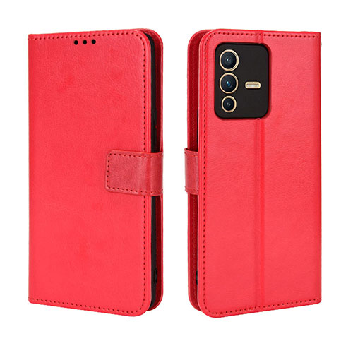 Leather Case Stands Flip Cover Holder BY5 for Vivo V23 Pro 5G Red