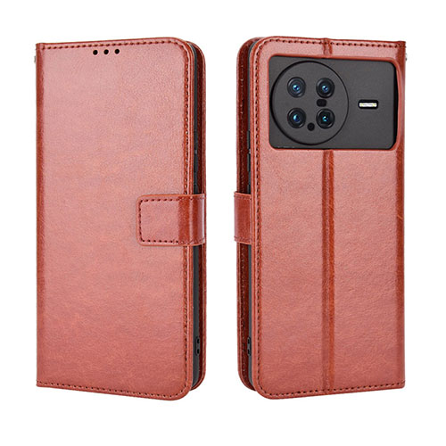 Leather Case Stands Flip Cover Holder BY5 for Vivo X Note Brown