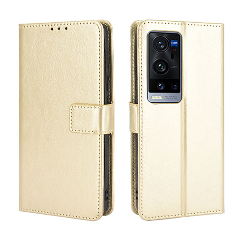 Leather Case Stands Flip Cover Holder BY5 for Vivo X60 Pro+ Plus 5G Gold