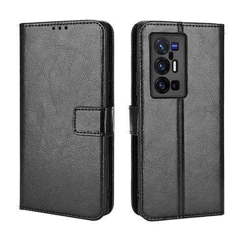 Leather Case Stands Flip Cover Holder BY5 for Vivo X70 Pro+ Plus 5G Black