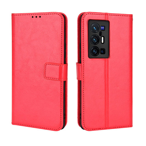 Leather Case Stands Flip Cover Holder BY5 for Vivo X70 Pro+ Plus 5G Red
