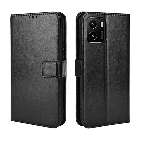 Leather Case Stands Flip Cover Holder BY5 for Vivo Y01 Black