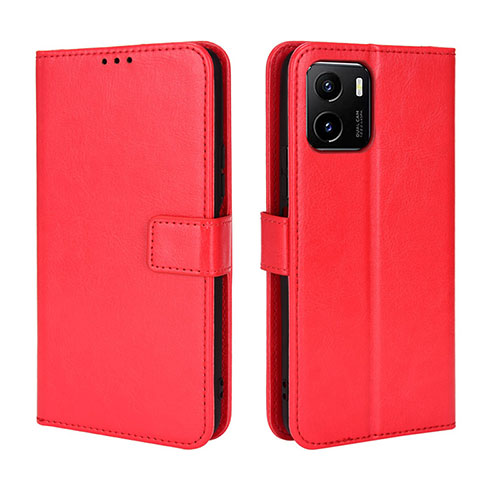 Leather Case Stands Flip Cover Holder BY5 for Vivo Y01 Red