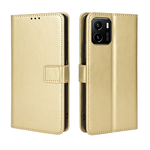 Leather Case Stands Flip Cover Holder BY5 for Vivo Y01A Gold