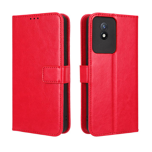 Leather Case Stands Flip Cover Holder BY5 for Vivo Y02t Red