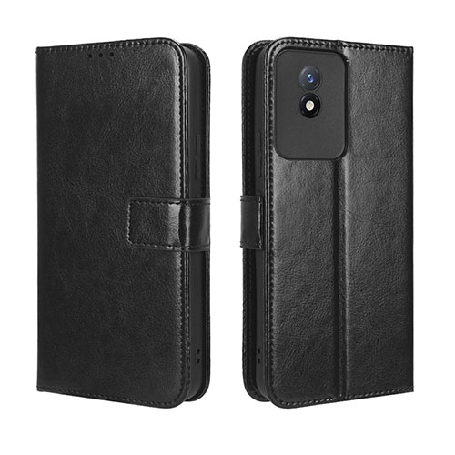 Leather Case Stands Flip Cover Holder BY5 for Vivo Y11 (2023) Black