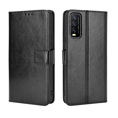 Leather Case Stands Flip Cover Holder BY5 for Vivo Y12A Black