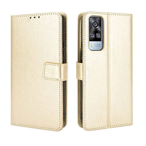 Leather Case Stands Flip Cover Holder BY5 for Vivo Y31 (2021) Gold