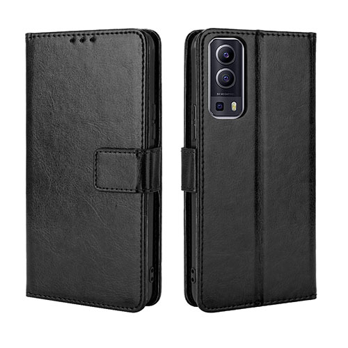 Leather Case Stands Flip Cover Holder BY5 for Vivo Y52 5G Black