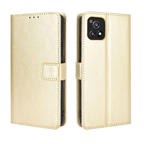 Leather Case Stands Flip Cover Holder BY5 for Vivo Y54s 5G Gold