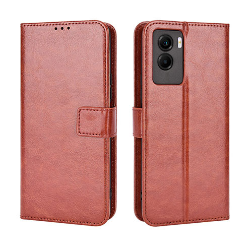 Leather Case Stands Flip Cover Holder BY5 for Vivo Y55s (2021) Brown