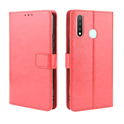 Leather Case Stands Flip Cover Holder BY5 for Vivo Y5s Red