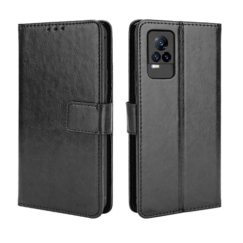 Leather Case Stands Flip Cover Holder BY5 for Vivo Y73 (2021) Black