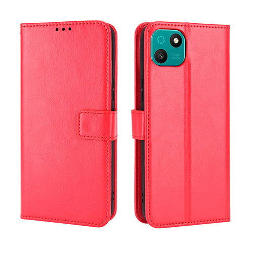 Leather Case Stands Flip Cover Holder BY5 for Wiko T10 Red