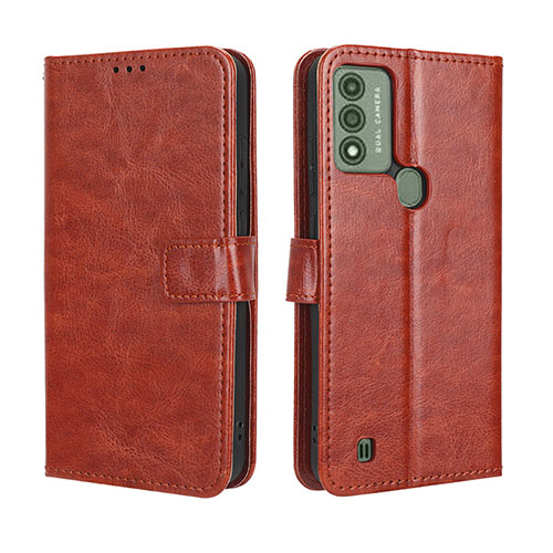 Leather Case Stands Flip Cover Holder BY5 for Wiko Voix Brown