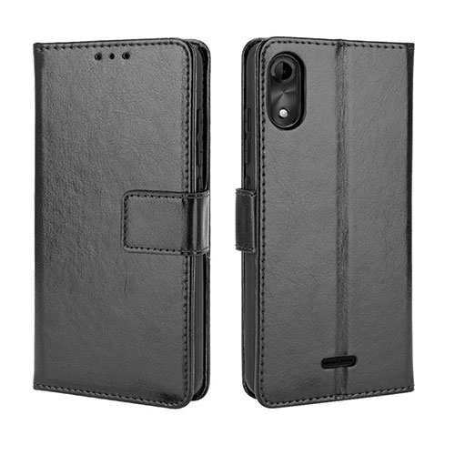 Leather Case Stands Flip Cover Holder BY5 for Wiko Y51 Black