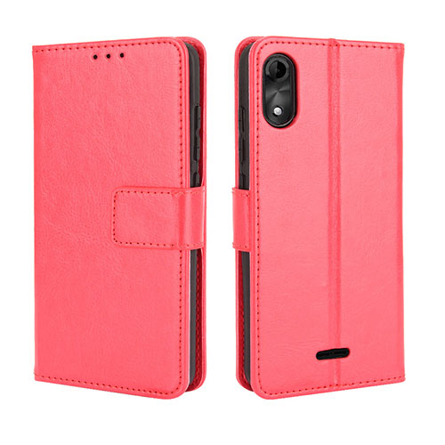 Leather Case Stands Flip Cover Holder BY5 for Wiko Y51 Red