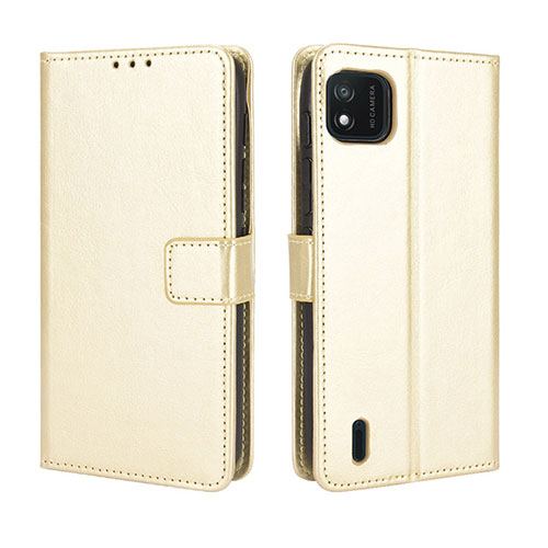 Leather Case Stands Flip Cover Holder BY5 for Wiko Y62 Gold