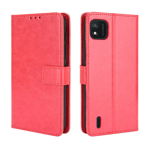 Leather Case Stands Flip Cover Holder BY5 for Wiko Y62 Red