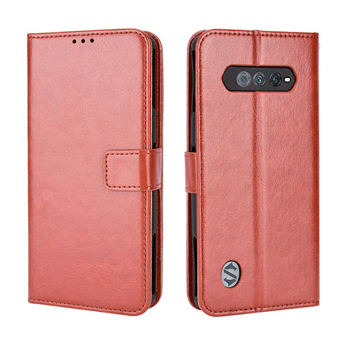 Leather Case Stands Flip Cover Holder BY5 for Xiaomi Black Shark 5 RS 5G Brown