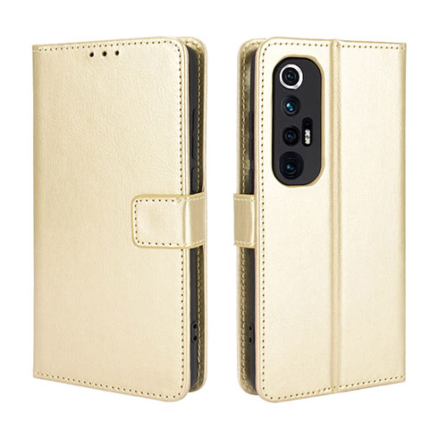 Leather Case Stands Flip Cover Holder BY5 for Xiaomi Mi 10S 5G Gold