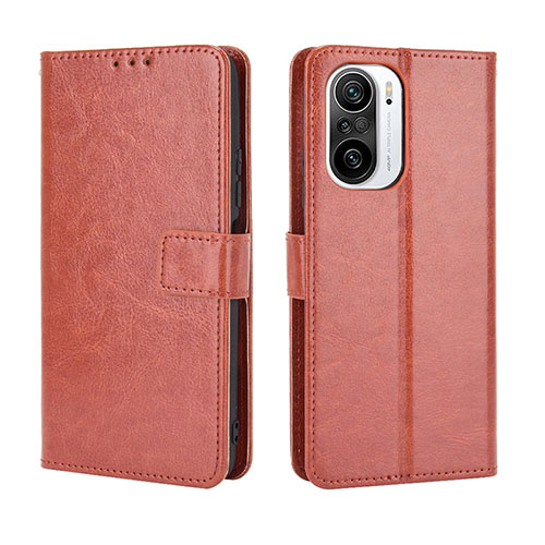 Leather Case Stands Flip Cover Holder BY5 for Xiaomi Mi 11i 5G Brown